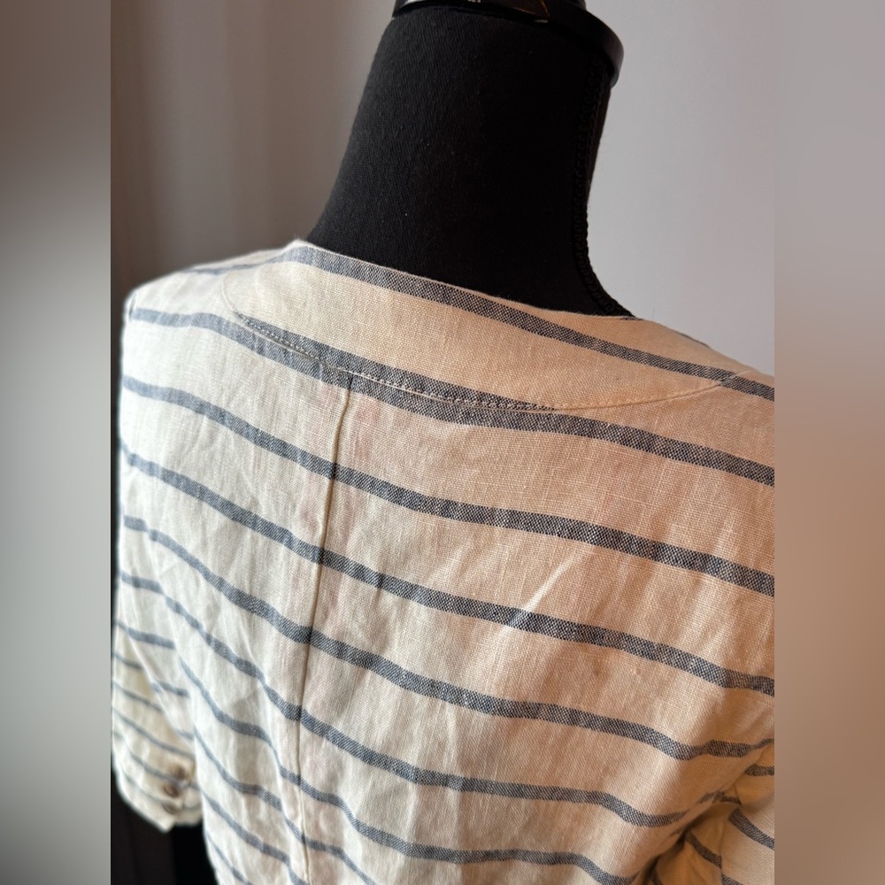 Merona Cream and Grey Linen stripped jacket size xl NWOT - Picture 5 of 10